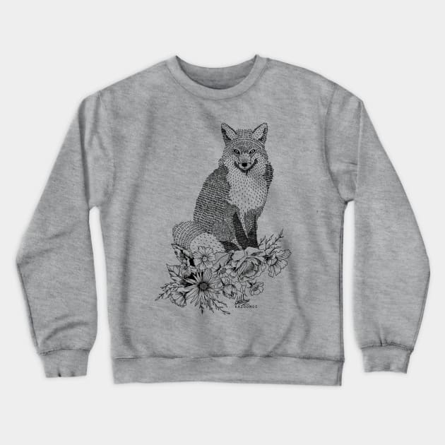 Little Black Fox Crewneck Sweatshirt by kazoomoo
